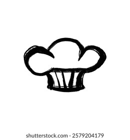 The image shows a hand drawn sketch of a chefs hat in black and white.