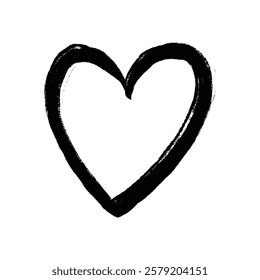 The image shows a hand painted black heart shape on a white background, a simple yet expressive design.