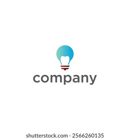 The image shows a logo with a lightbulb containing a tooth inside it