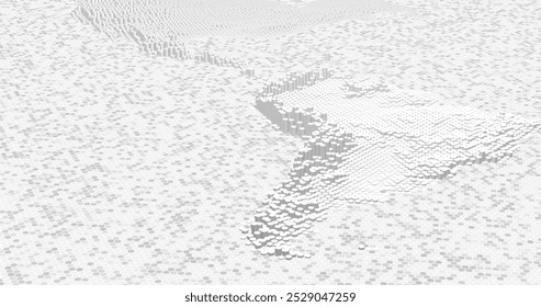 La Imagen muestra un mapa de América del Norte y del Sur compuesto de numerosos hexágonos, creando un aspecto único y estilizado.