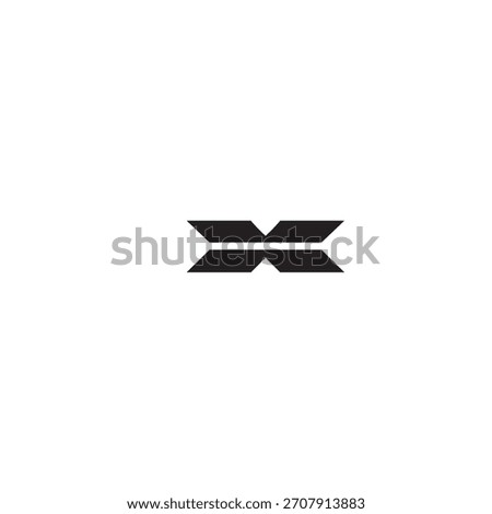 The image shows a minimal black abstract symbol that looks like two mirrored shapes forming an “X-style” geometric mark. The design is clean, sharp, and symmetrical, giving it a modern and logo-like a