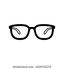 Image shows a pair of black framed eye glasses with a transparent background, design element offering versatility in various creative projects.