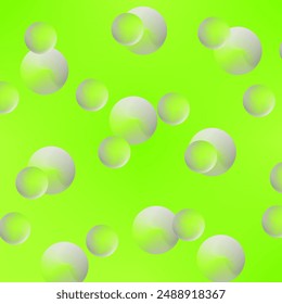 The image shows a pattern of overlapping circles in shades of green and white. The circles have a soft, diffused appearance, creating a sense of depth and movement.