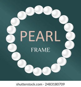 The image shows a pearl frame with white pearls on a blue background, blending elegance and charm. It combines elements of jewelry, fashion, and art