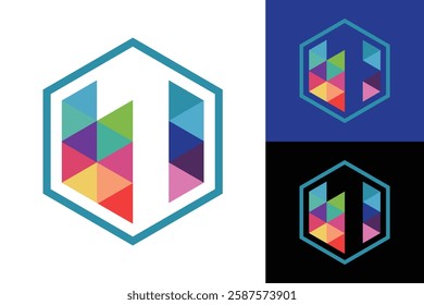The image shows a polygonal logo design of a number 1 on a hexagonal that looks clean and fresh on a white background