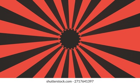 La Imagen muestra un fondo semitono rojo y negro con rayos solares