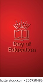 Image shows Red gradient background with an open book icon and "Day of Education" text.