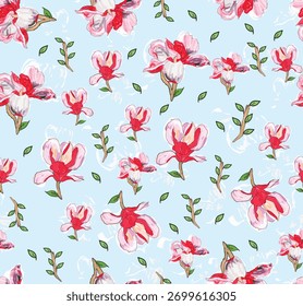 The image shows a seamless floral pattern.