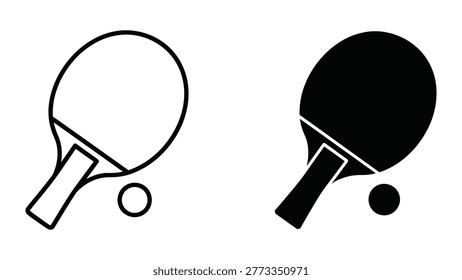 The image shows a side-by-side comparison of a white table tennis paddle and ball on the left and a black table tennis paddle and ball on the right, highlighting the contrast between the two sets.