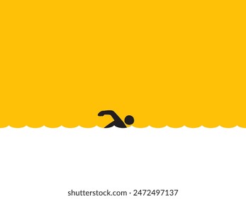 An image shows a silhouette swimming. Isolated Vector Illustration