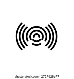 La Imagen muestra un simple ícono de señal en blanco y negro que consiste en arcos concéntricos que emanan de un punto central, irradiando hacia afuera como ondas de radio.