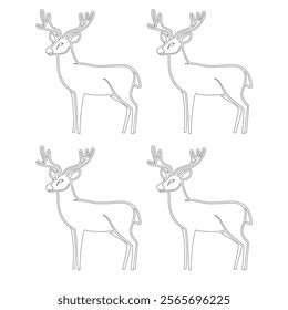 The image shows a simple black-and-white outline drawing of a deer. The deer has a slender body, short tail, and antlers. The design is minimalistic, with clean lines, making it suitable for coloring 