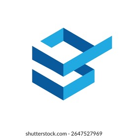 L'Image montre un simple dessin logo plat d'une lettre B avec une coche de forme hexagonale géométrique S'identifier de couleur bleue qui semble propre sur fond blanc