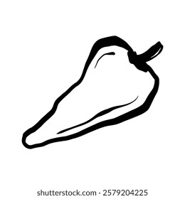 The image shows a simple line drawing of a single pepper a common ingredient in various cuisines.