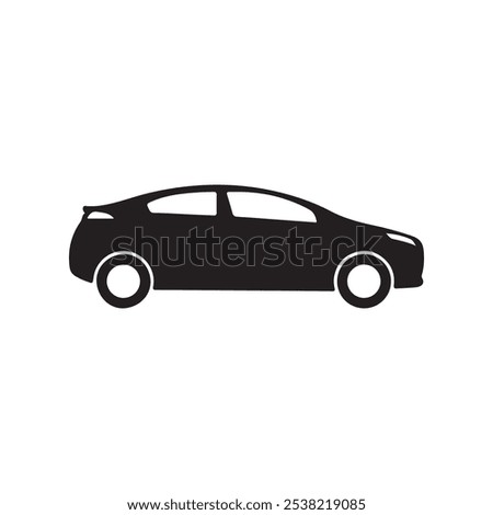The image shows a simple, minimalist vector icon of a car. The car is depicted in a side profile with smooth, rounded lines, and it is colored white against a dark brown background