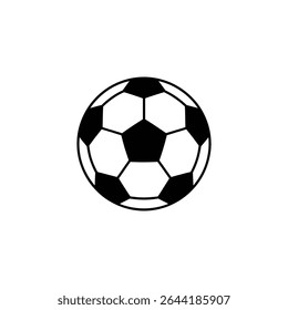 Image shows a soccer ball using a black and white scheme, depicting a classic pattern of pentagons and hexagons. Ideal for sports content.
