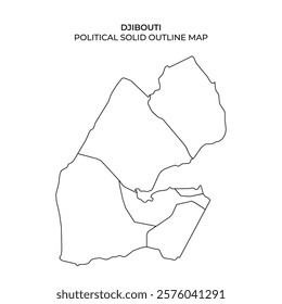 The image shows a solid outline map of Djibouti, highlighting its political boundaries. This map serves as a useful tool for educational and geographical reference.