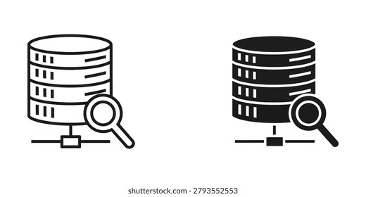 The image shows two database icons with a magnifying glass symbolizing search functionality. The left database is illustrated with a simpler, lighter design, while the right database uses a darker, more detailed design, suggesting an enhanced or advanced search capability.