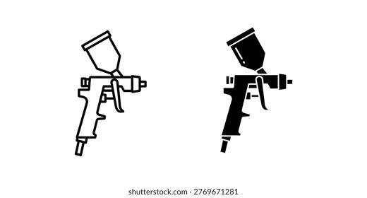 The image shows two different types of spray guns used for painting and coating applications. The left side depicts a traditional spray gun with a simpler design, while the right side illustrates a more modern, high-definition spray gun with a complex nozzle and detailed structure for precision application.