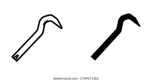The image shows two different types of hooks. The hook on the left has a small serrated edge and a loop at the end, while the hook on the right is smooth with a broader and more curved shape. These hooks could be used for hanging items, fishing, or as parts of mechanical tools.