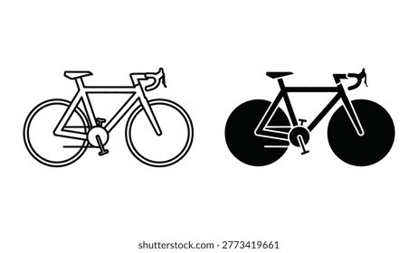 The image shows two different types of bicycles used primarily for road cycling. The bicycle on the left is a traditional road bike with thin tires, drop handlebars, and a more upright riding position. The bicycle on the right is a time trial bike, characterized by its aerodynamic frame, fully enclosed front wheel, and deep-sectioned disc wheels designed to reduce air resistance and enhance speed on flat terrain.