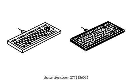 The image shows two isometric illustrations of mechanical keyboards. The keyboard on the left features a more compact layout with a dense arrangement of keys, while the one on the right has a more traditional full-sized layout with additional function keys and a numeric keypad section. Both keyboards include arrow keys and a space bar, but differ in overall design and key distribution.