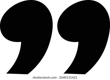 The image shows two large, bold quotation marks in a solid black, minimalist style.  These strong typographic symbols are perfect for adding emphasis to text.