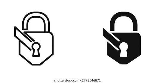 The image shows two padlock icons, one in white and the other in black, each crossed by a diagonal slash. This visual typically signifies that the lock is broken, access is denied, or security has been compromised. The icons are simple and universally understood to represent concepts like unauthorized access prevention, security failure, or deactivation of security measures.