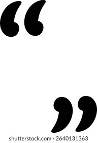 The image shows two pairs of bold, curved quotation marks in a simple, solid style.  The graphic presents a pair of opening and closing quotation marks for text. Cartoon vector illustration