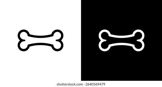 Image shows two simple dog bone graphics. On the left, a black outline of a dog bone is displayed on a white background. On the right, a white outline is displayed on a black background.