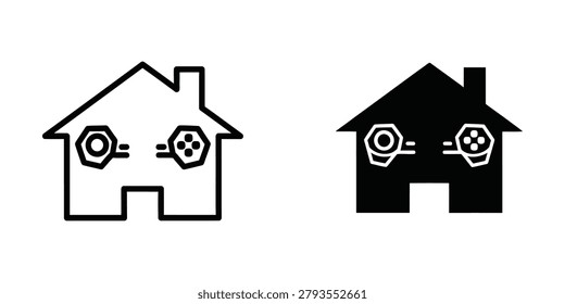 The image shows two simple line-drawn houses with eyes and mouths. The house on the left appears to be happy with a smiling face, while the house on the right looks sad with a frowning face. Both houses have a similar architectural style, resembling basic, cartoon-like dwellings with exaggerated facial features to convey emotions.