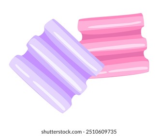 The image shows two soft pastel shaded massage foam rollers with a ribbed design The illustration is done in a flat vector illustration style highlighting the roller texture