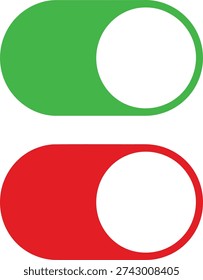 The image shows two toggle switches, one with a green indicator representing the on state and the other with a red indicator representing the off state.