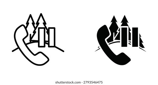 The image shows two variations of a telephone icon. The first icon on the left is a classic design featuring a telephone receiver with three simple vertical bars. The second icon on the right replaces the bars with upward-pointing arrows, indicating signal strength or connectivity, and is filled in black for contrast. This comparison highlights a design shift from basic representation to a more informative and modern visual cue.
