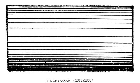 The image shows the vertical section of the hollow cylinder. Shade or fill the cylinder together with its side seen, vintage line drawing or engraving illustration.