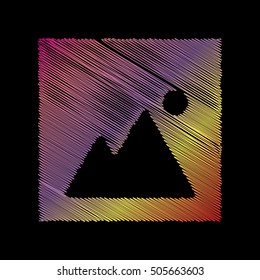 Image sign illustration. Coloful chalk effect on black backgound.