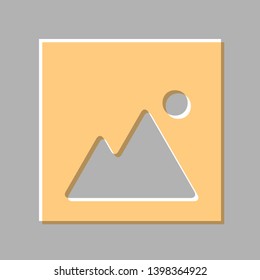 Image sign illustration. Emboss effect with light orange icon on gray background.