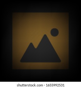 Image sign illustration. Icon as grid of small orange light bulb in darkness. Illustration.