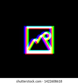 Image sign illustration. Red, green and blue unfocused contour icon at black background. Illustration.
