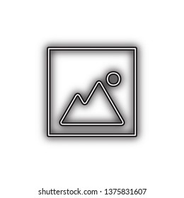 Image sign illustration. Vector. Double contour black icon with soft shadow at white background. Isolated.