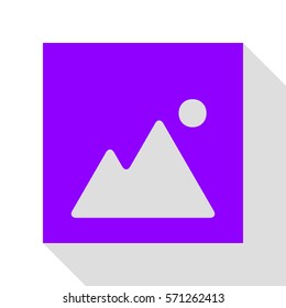 Image sign illustration. Violet icon with flat style shadow path.