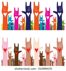 An image of a sign language hand gesture banner of i love you.