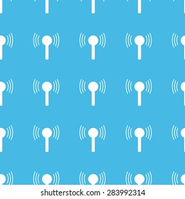 Image of signal and beacon, repeated in straight lines on blue background