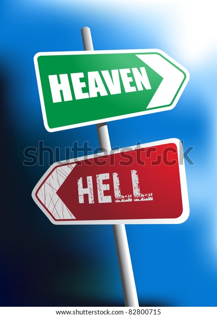 Image Signboard Showing Direction Heaven Hell Stock Vector (Royalty ...