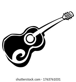 The image of a silhouette of an acoustic guitar