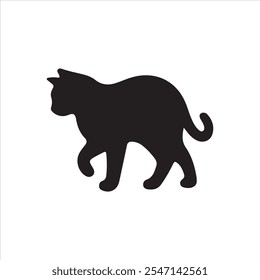 The image is a silhouette of a cat. The cat appears to be in a crouched or slightly arched position, suggesting alertness or readiness. 