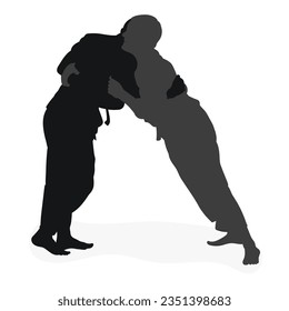 Bild Silhouette judoka. Judo, Kampfkunst, sportliche Betätigung, Ringen, Duell, Greifen, Kampf, Kampf, Kampf