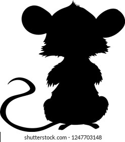 image of a silhouette of a mouse with a long tail and big ears. perfect for logo, design, T shirt design.