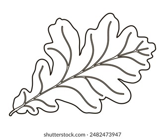Image silhouette of a realistic shape of oak leave. Seasonal decorative background