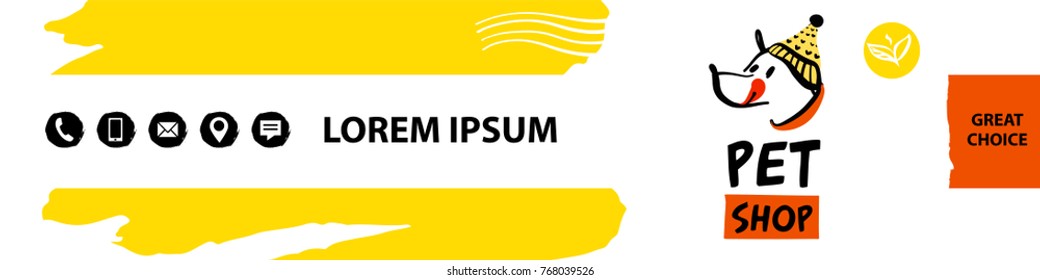 Image of silhouette smiling face dog. Element design banner, poster, logo, sign for animal store, market, boutique.